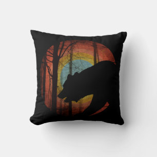 COUSSIN OURS DANS LES BOIS FORET VINTAGE