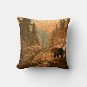 Coussin Ours dans les montagnes Rocheuses, brun, animal, g