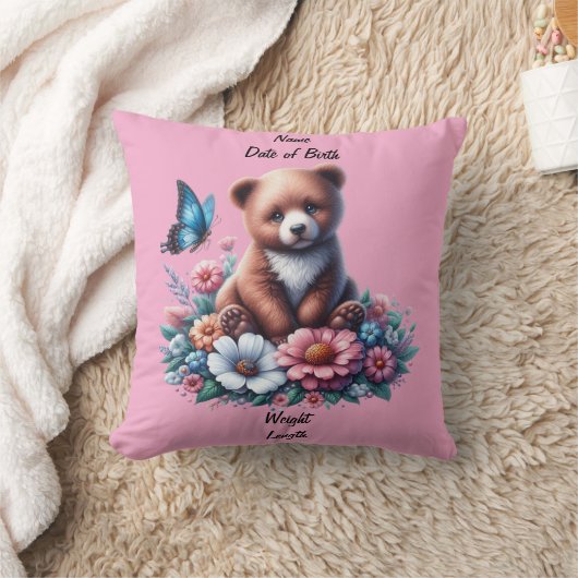 Coussin Ours de bébé aux fleurs (Couverture)