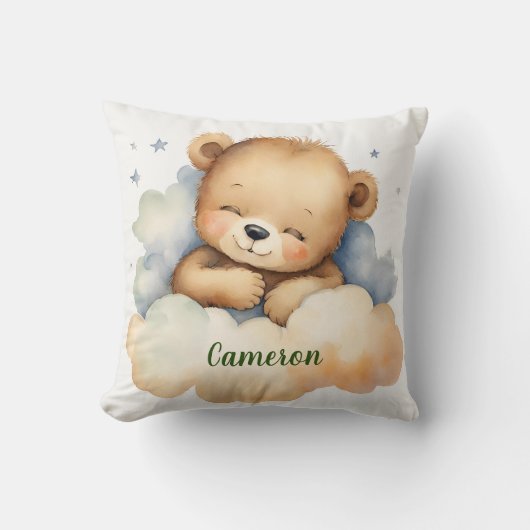 Coussin Ours de bébé céleste Nursery personnalisée (Recto)