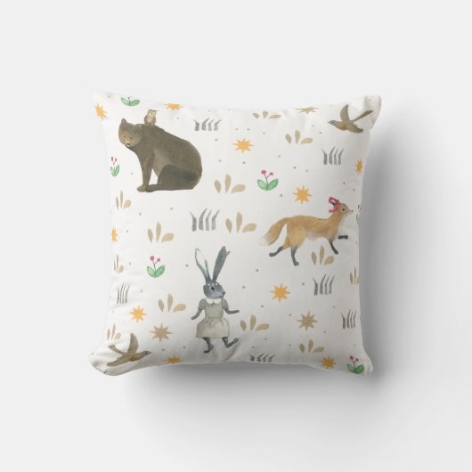 Coussin Ours de bois de Whimsical Renard Chouette de lapin (Recto)