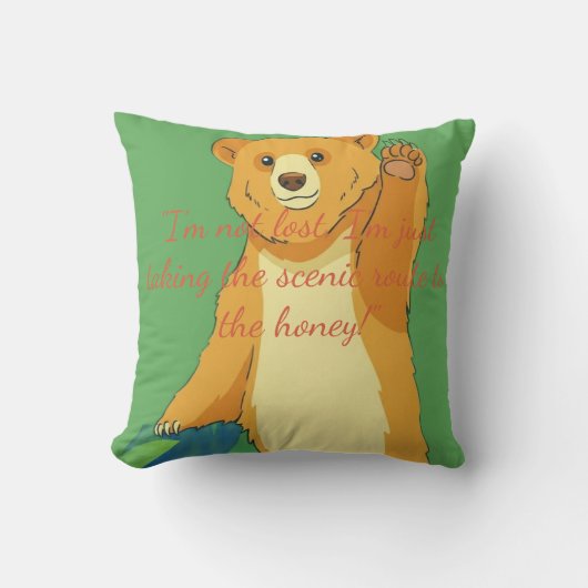 Coussin Ours de dessin animé agitant la main de manière am (Recto)