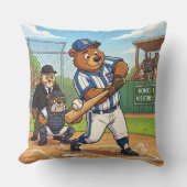 Coussin Ours de dessin animé jouant au baseball (Recto)
