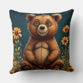 Coussin Ours de dessin animé mignon assis joyeusement (Verso)