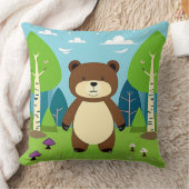 Coussin Ours de dessin animé mignon dans une scène de forê (Couverture)