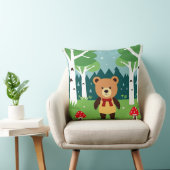 Coussin Ours de dessin animé mignon dans une scène de forê (Chaise)
