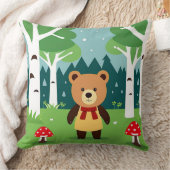Coussin Ours de dessin animé mignon dans une scène de forê (Couverture)