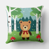 Coussin Ours de dessin animé mignon dans une scène de forê (Verso)
