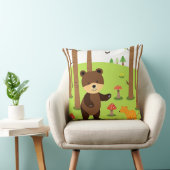 Coussin Ours de dessin animé mignon dans une scène de forê (Chaise)