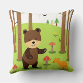 Coussin Ours de dessin animé mignon dans une scène de forê (Verso)