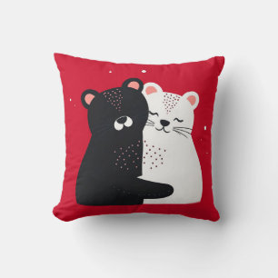 Coussin 🐻❤️ Ours de dessin animé mignons décoration rouge
