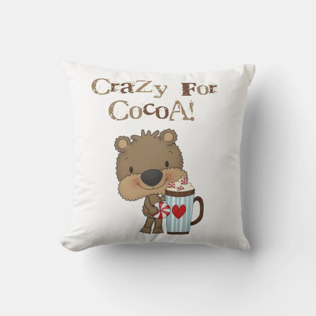 Coussin Ours de garçon fou pour des vacances de cacao (Recto)