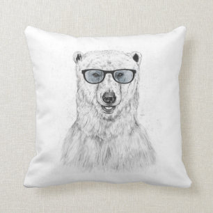 Coussin Ours de geek (bleu)