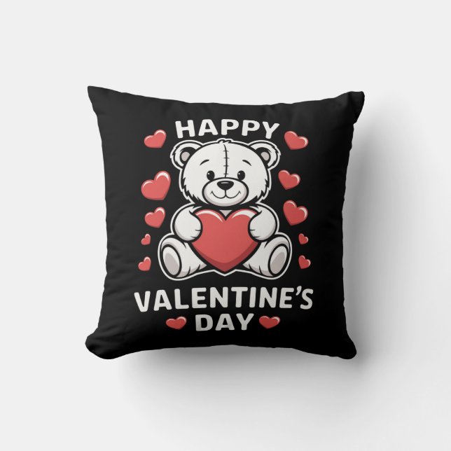 Coussin Ours de la Saint-Valentin Joyeuse vday  (Recto)