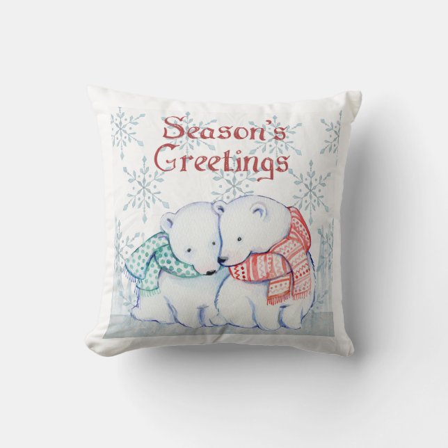 Coussin Ours de Noël Polar Animaux Couple (Recto)