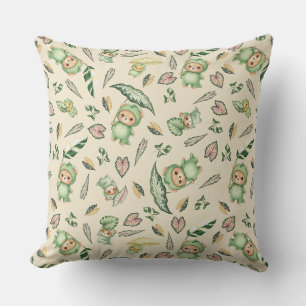 Coussin Ours dinosaure mignon et motif sans couture de feu