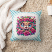 Coussin Ours doux avec Garland aux fleurs (Couverture)