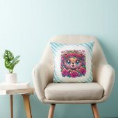 Coussin Ours doux avec Garland aux fleurs (Chaise)