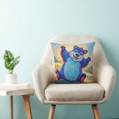 Coussin Ours drôle heureux Art abstrait d'animal mignon (Chaise)