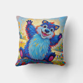 Coussin Ours drôle heureux Art abstrait d'animal mignon (Verso)