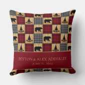 Coussin Ours en carreaux de buffle rustiques pour annivers (Verso)