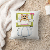 Coussin Ours en fiancée avec robe de mariée et cadre photo (Couverture)