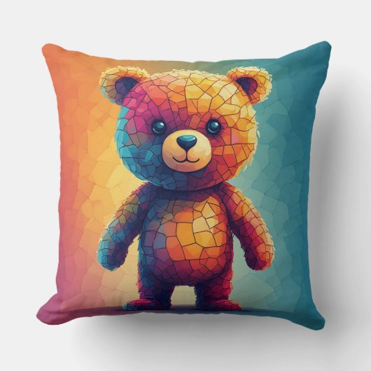 Coussin Ours en mosaique coloré (Recto)