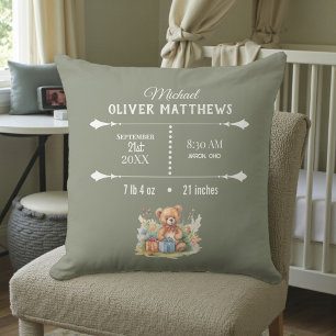 Coussin Ours en peluche boho nouveau-né bébé personnalisé