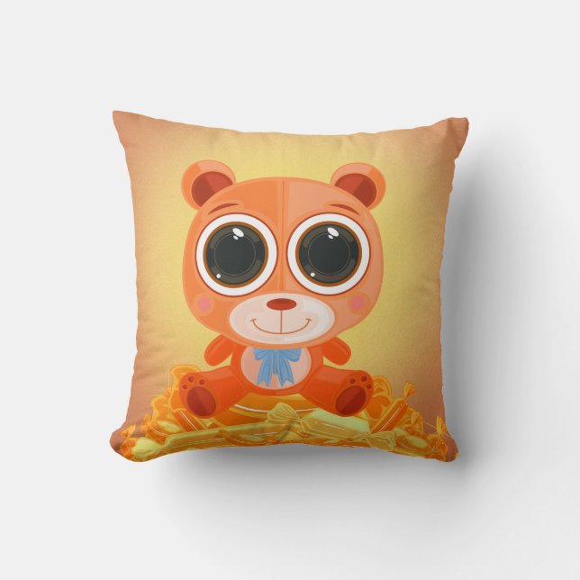 Coussin Ours en peluche - Candy Orange (Recto)