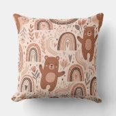 Coussin Ours en peluche de nursery Boho avec arcs-en-ciel  (Recto)