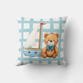 Coussin Ours en peluche et ancres nautiques (Verso)