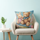 Coussin Ours en peluche et lapin Assis dans le jardin (Chaise)