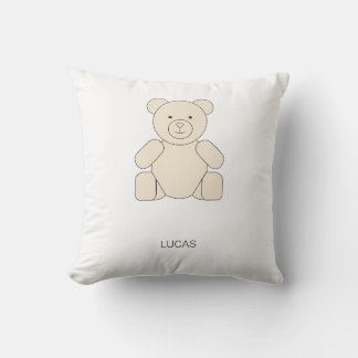 Coussin Ours en peluche mignon minimaliste nom personnalis