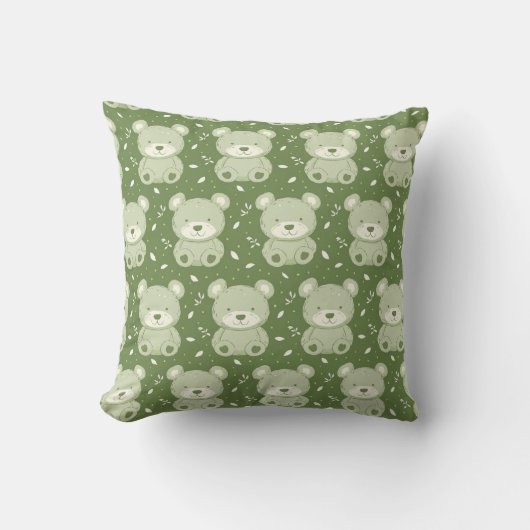 Coussin Ours en peluche Motif Ours en peluche vert (Recto)