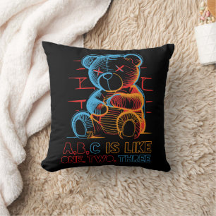 Coussin Ours en peluche Neon ABC