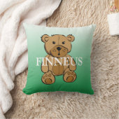 Coussin Ours en peluche rayé bleu et vert personnalisé (Couverture)