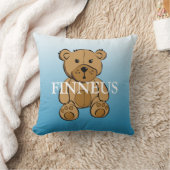 Coussin Ours en peluche rayé vert et bleu personnalisé (Couverture)