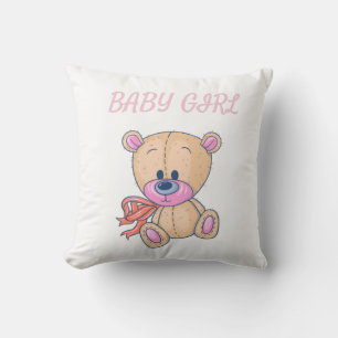 Coussin Ours en peluche rose pâle Jeu d'oreiller