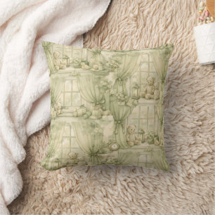 Coussin Ours en peluche salle beige neutre de la nurserie 
