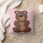 Coussin Ours en peluche T rose (Couverture)