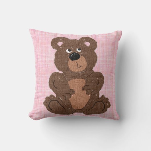 Coussin Ours en peluche T rose (Recto)