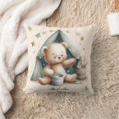 Coussin Ours en peluche vert Boho personnalisé (Couverture)