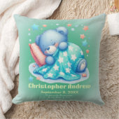 Coussin Ours endormi bébé garçon statistiques de naissance (Couverture)