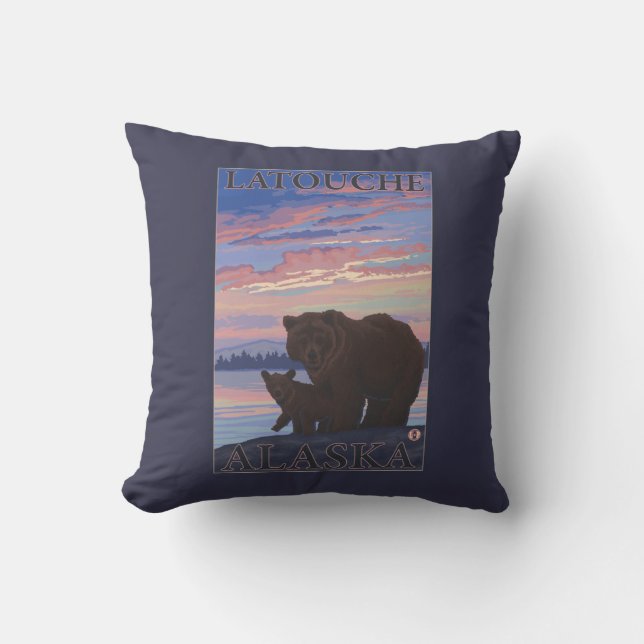 Coussin Ours et CUB - Latouche, Alaska (Recto)