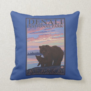 Coussin Ours et CUB - parc national de Denali, Alaska