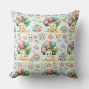 Coussin Ours explorateur mignon et motif d'animaux de la f