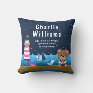 Coussin Ours fille nautique rose marine Statistiques de na