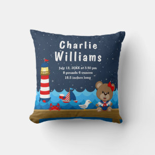 Coussin Ours fille nautique rouge marine Statistiques de n