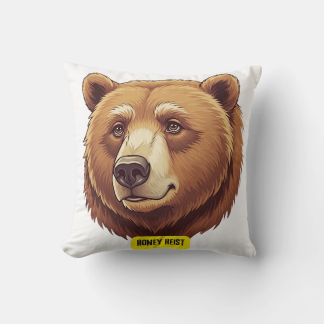 Coussin Ours grizzli. Hauteur de miel (Recto)