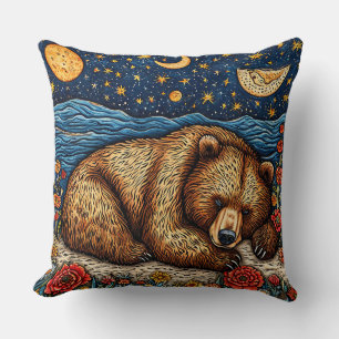 Coussin Ours grizzly dormant